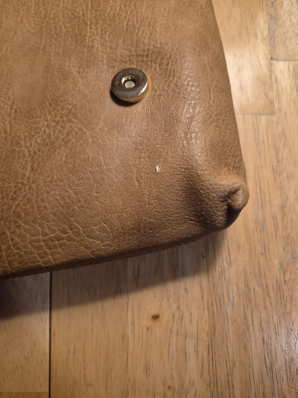 Tan Leather Zip Clutch Purse